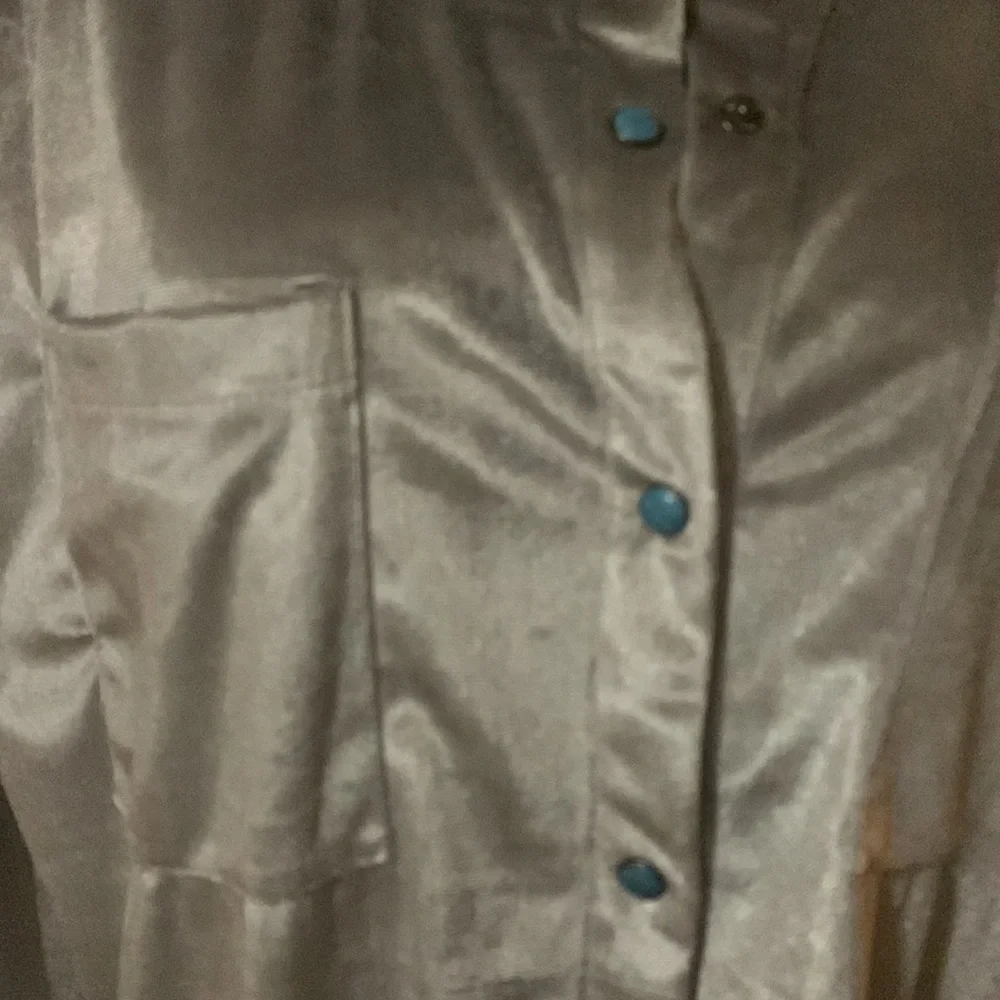 Champagne velour top, (L) turquoise snap buttons-2 Fly co. - Picture 2 of 6